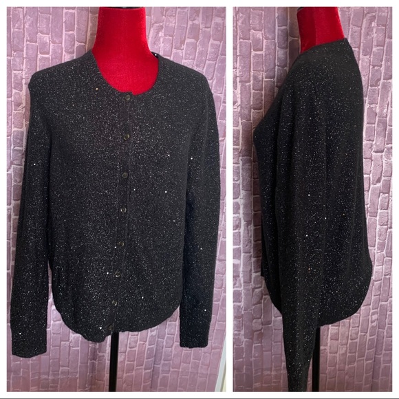 Black Shimmer “Ann” Cardigan - Picture 2 of 7